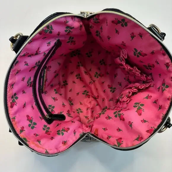 Vintage Y2K Betsey Johnson Black Patent Leather Quilted Handbag - Picture 7 of 8